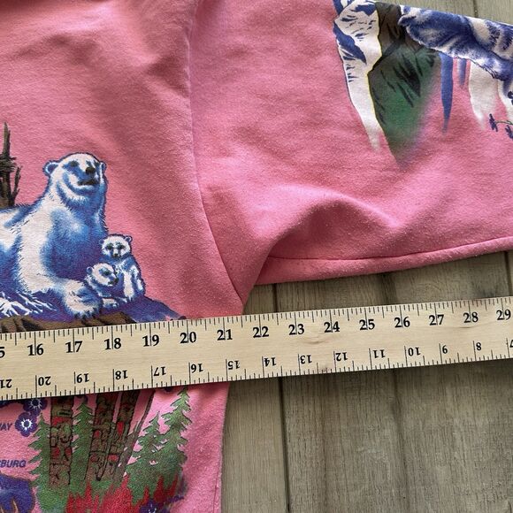 Vintage 90's Lifestyles Resort Alaska Collared Sweatshirt Mens Medium Wildlife - Picture 2 of 7